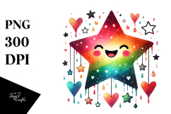Colorful Paintbrush-style Heart with Star PNG Product Image 1
