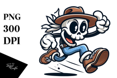 Skull with Hat Jumping, Transparent PNG Product Image 1