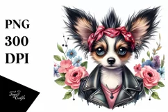 Papillon Punk Singer Watercolor Clipart Product Image 3