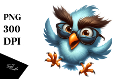 Joyful Cartoon Bird with Oversized Sunglasses, High-Res PNG Product Image 1