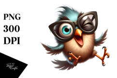 Joyful Cartoon Bird with Oversized Sunglasses, High-Res PNG Product Image 1