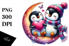 Colorful Penguin Holding Heart PNG Product Image 1