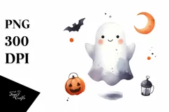 Simple Cute Baby GHOST Halloween PNG Product Image 1