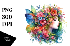 Vibrant Fairy with Floral Wreath PNG Product Image 1