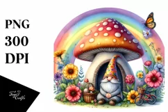 Colorful Gnome House with Rainbow and Flowers | Clipart Product Image 3