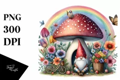 Colorful Gnome House with Rainbow and Flowers | Clipart Product Image 3