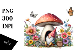 Colorful Gnome House with Rainbow and Flowers | Clipart Product Image 1