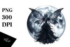 Gothic Fairy on the Moon, PNG Product Image 1