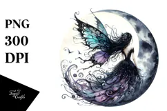Gothic Fairy on the Moon PNG Product Image 1