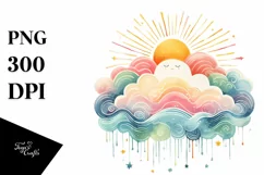 Vintage Cloud Clipart, Transparent PNG Product Image 1