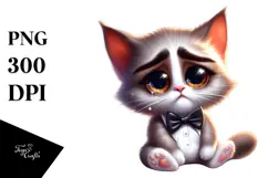 Cute Cat with Bow Tie PNG Product Image 1