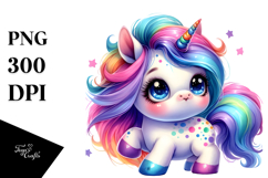 Funny Baby Unicorn with Cool Haircut PNG Product Image 1