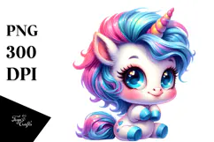 Cute Unicorn with Cool Haircut PNG Product Image 1