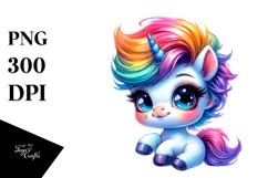 Cute Baby Unicorn Playing PNG Product Image 1
