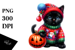 Vibrant Baby Black Cat Pumpin Clipart Product Image 1