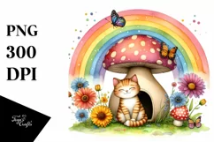 Colorful Cat House with Rainbow and Flowers | Clipart Product Image 3