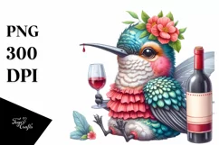Hummingbird Holding Bottle of Wine Product Image 3