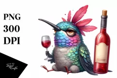 Hummingbird Holding Bottle of Wine Product Image 1