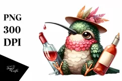 Hummingbird Holding Bottle of Wine Product Image 3