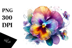 Pansy with Watercolor Splash PNG Product Image 1