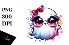 Funny Cute Ghost with Glam Accessories PNG Product Image 1