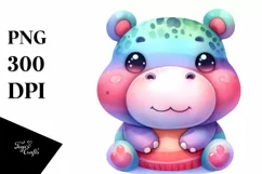 Cute Colorful Hippo Cartoon | Clipart Product Image 1