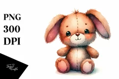 Vibrant Watercolor Brownish Sewed Bunny Product Image 3
