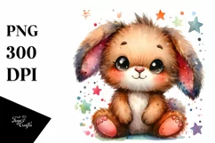 Vibrant Watercolor Brownish Sewed Bunny Product Image 1