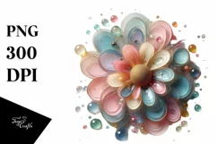 Abstract Vibrant Pastel Daisy, White Background PNG Product Image 1