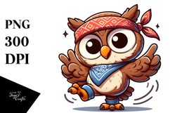 Cartoony Owl with Bandana PNG Product Image 1