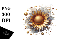 Abstract Golden Sunflower PNG Product Image 1