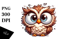 Cute Cartoon Owl with Cross-Eyed Expression, High-Res PNG Product Image 1