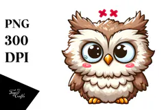 Adorable Silly Cartoon Owl with Detailed Fur, White Product Image 1