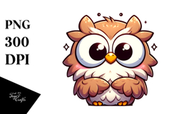 Adorable Silly Cartoon Owl with Detailed Fur, White Product Image 1