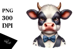Funny Cow with Bow and Tie PNG Product Image 1