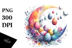 Simple Watercolor Digital Painting with Half Moon, Product Image 1