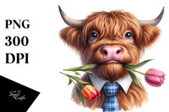 Watercolor Highland Cow Tie Product Image 3