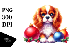 Vibrant Cavalier King Charles Spaniel with Christmas Globes Product Image 1