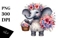 Boho Baby Elephant Basket Azalea | Sublimation | Clipart Product Image 3