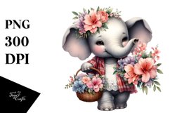 Boho Baby Elephant Basket Azalea | Sublimation | Clipart Product Image 1