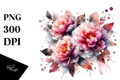 Abstract Peonies Shiny Material Watercolor Clipart Product Image 3