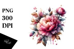 Abstract Peonies Shiny Material Watercolor Clipart Product Image 3