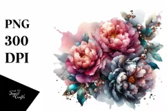 Abstract Watercolor Peonies Made of Shiny Material | Product Image 1