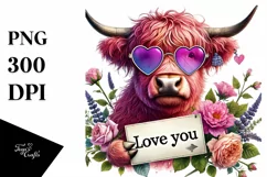 Detailed Pink Highland Cow PNG Product Image 1