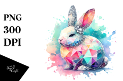 Pastel Diamond Bunny on Splashy Background PNG Product Image 1