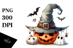 Funny Halloween Clipart with Hat PNG Product Image 1