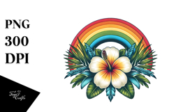 Vintage Tropical Flower Rainbow PNG Product Image 1