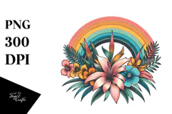 Vintage Tropical Flower Rainbow, PNG Product Image 1