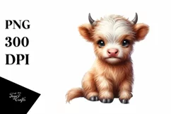 Cute Highland Cow Baby | Sublimation | Clipart Product Image 3