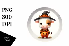 Cute Baby Cow Halloween PNG Product Image 3